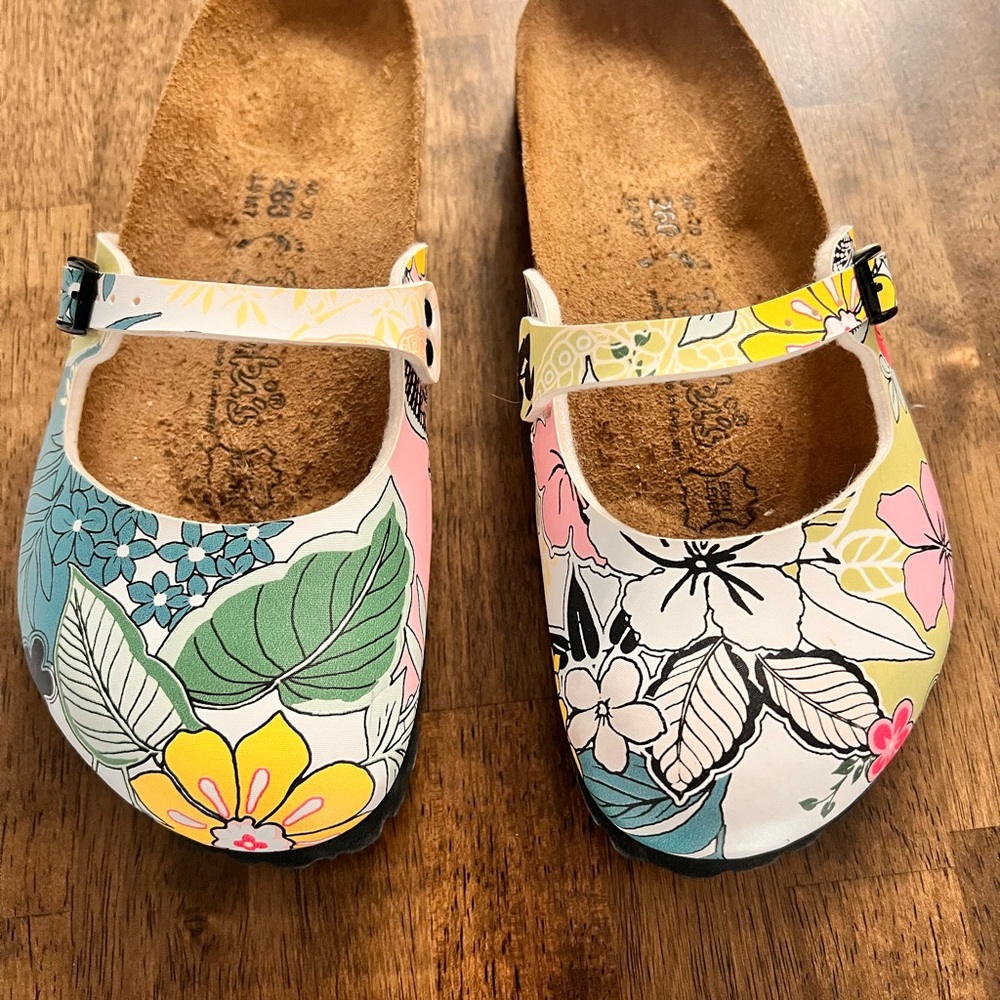 Birkenstock Floral Mary Jane Clogs - White, Yellow, Pink, Green, Blue